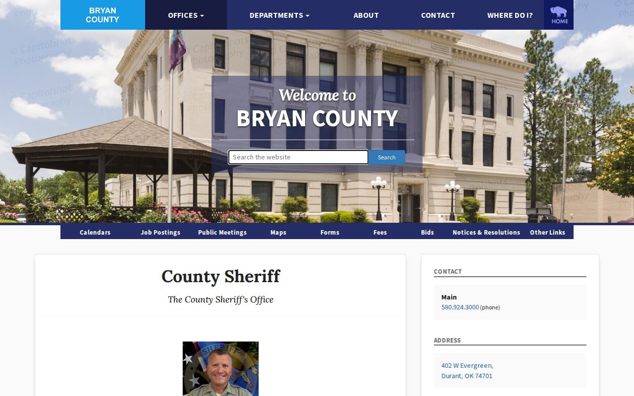 Bryan County Jail release records address and sheriff contact