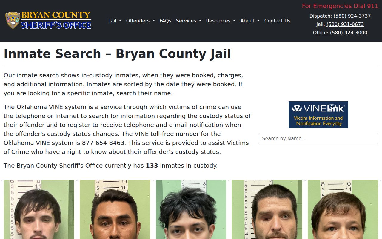 Bryan County current jail roster used during a 24-hour release check